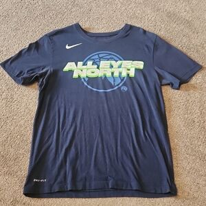 Nike Dark Blue Tee with Neon Green Graphic